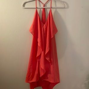 M coral chiffon party dress